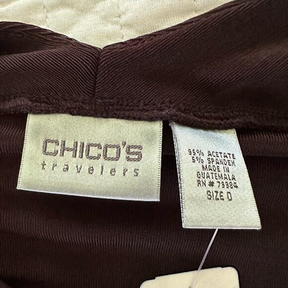 CHICOS TRAVELERS 0 XS Womens Top Brown Slinky Knit 3/4 Sleeve Stretch Casual - Picture 7 of 11